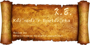 Káspár Boglárka névjegykártya